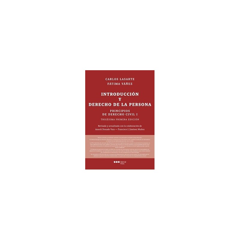 PRINCIPIOS DE DERECHO CIVIL I. INTRODUCCIÓN Y DERECHO DE LA PERSONA (edic. 2026)
