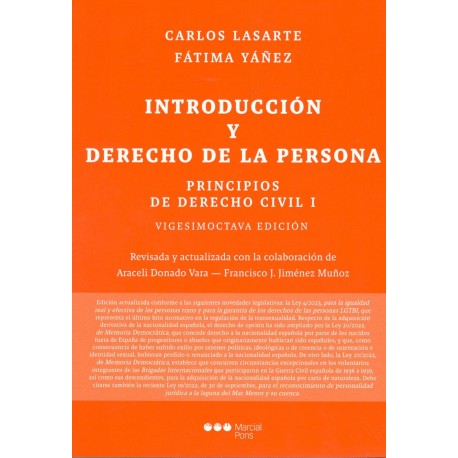 PRINCIPIOS DE DERECHO CIVIL I. PARTE GENERAL Y DERECHO DE LA PERSONA (novedad curso 2015-16)